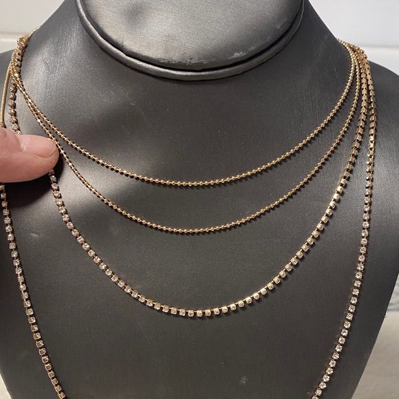NWT Tasha Gold Crystal Multi-Layer Necklace - Picture 2 of 14